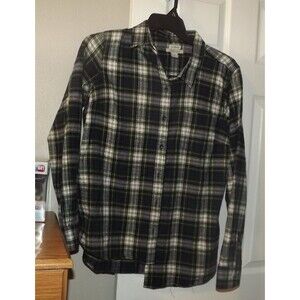 L. L Bean Shirts Mens Size Large Heavy Plaid Flannel 100% Cotton Green Yellow